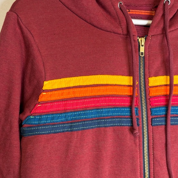 Aviator Nation 5 Stripe Zip Up Jogger Maroon SET - Picture 3 of 10